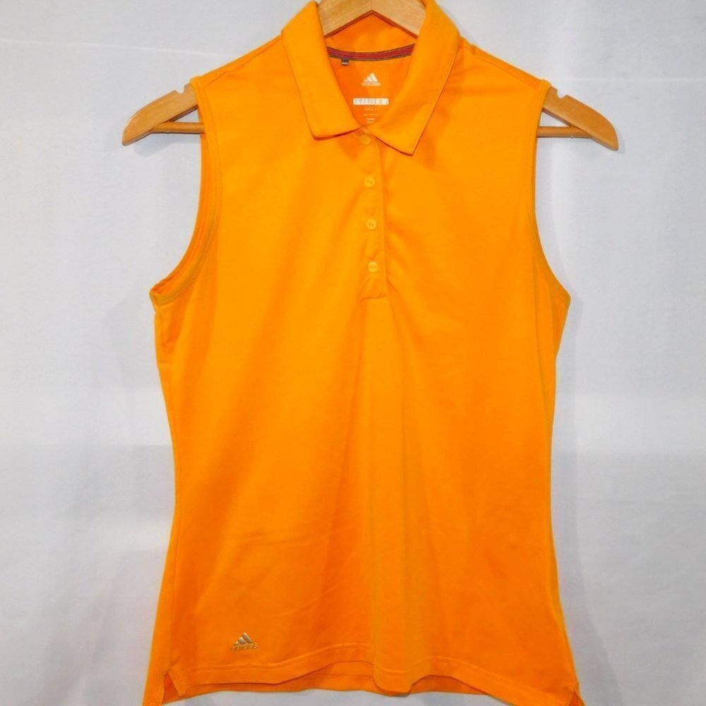 Adidas Golf Orange Sleeveless Polo Shirt Womens S